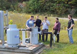 Participants from the site tours visit the flare station at EnergyXchange in Burnsville, North Carolina.