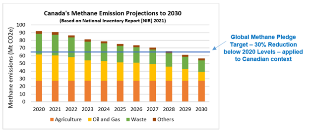Methane Emission and Projections through 2030
